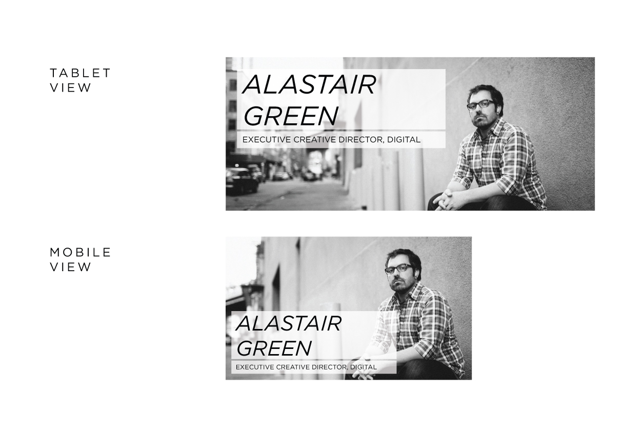 Leadership page visual design layout on mobile and tablet